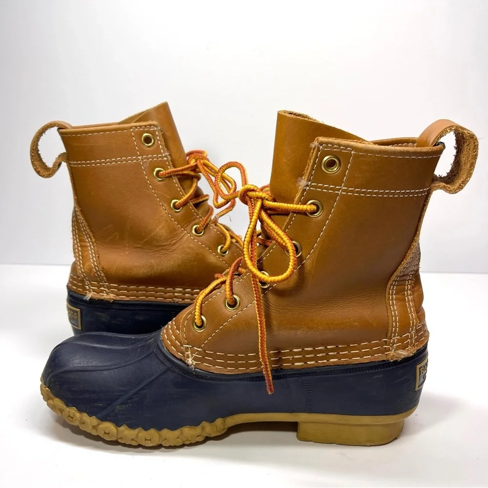 L.L Bean‎ Women’s Bean Boots 8” Navy Tan Size 6M